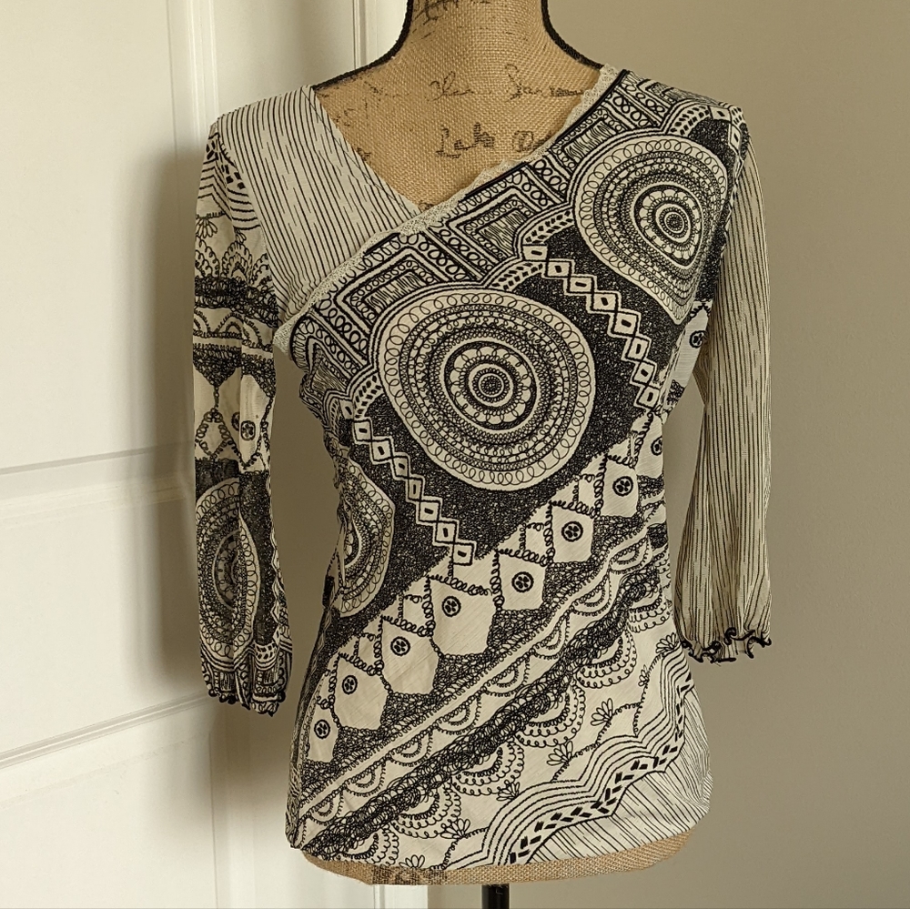 ANAC Patchwork Sheer Top